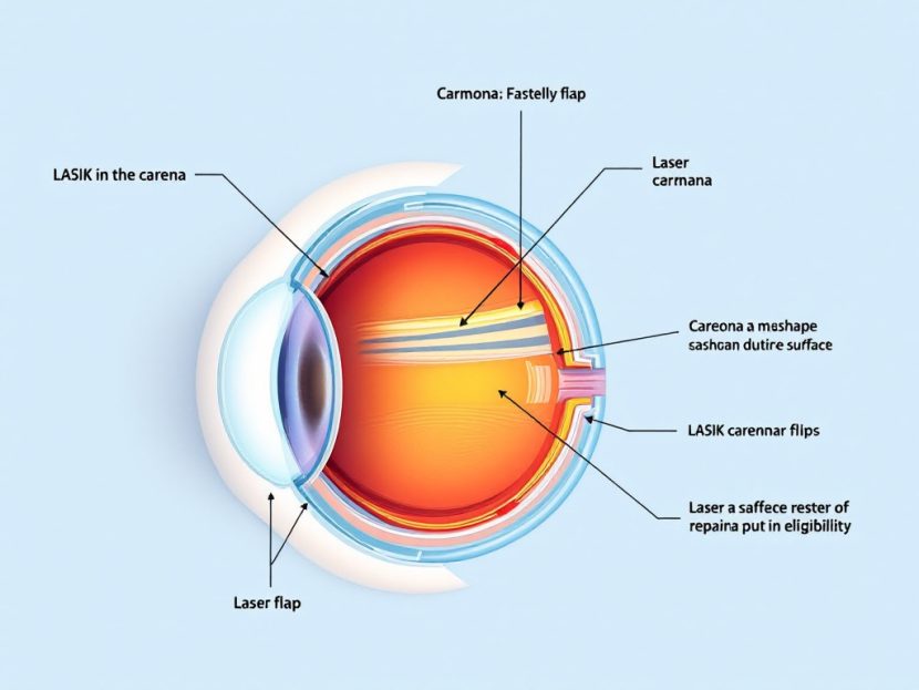 Cross-sectional illustration of LASIK surgery