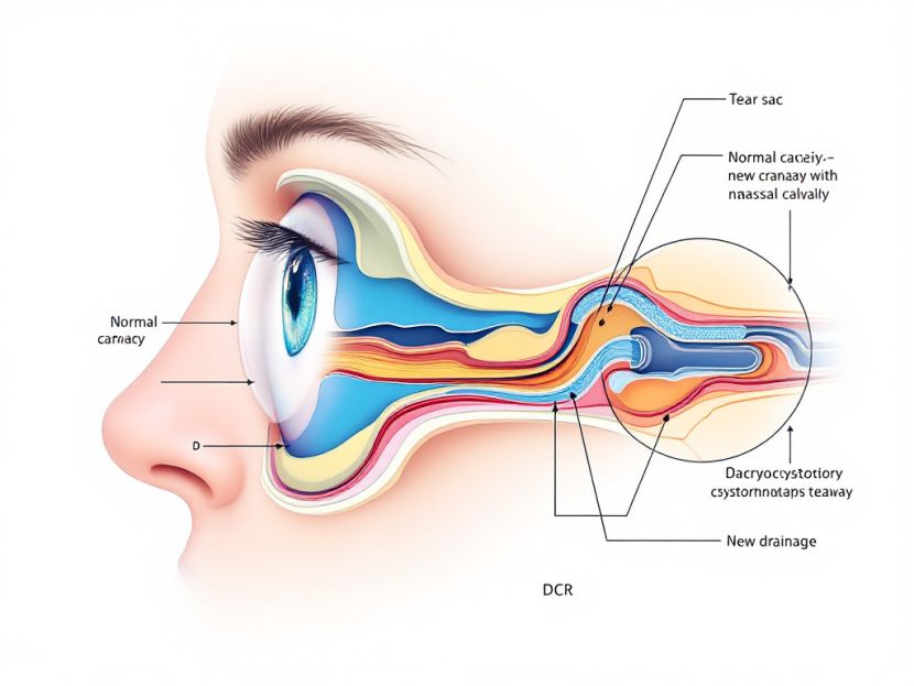 Dacryocystorhinostomy (DCR) showing the tear drainage system